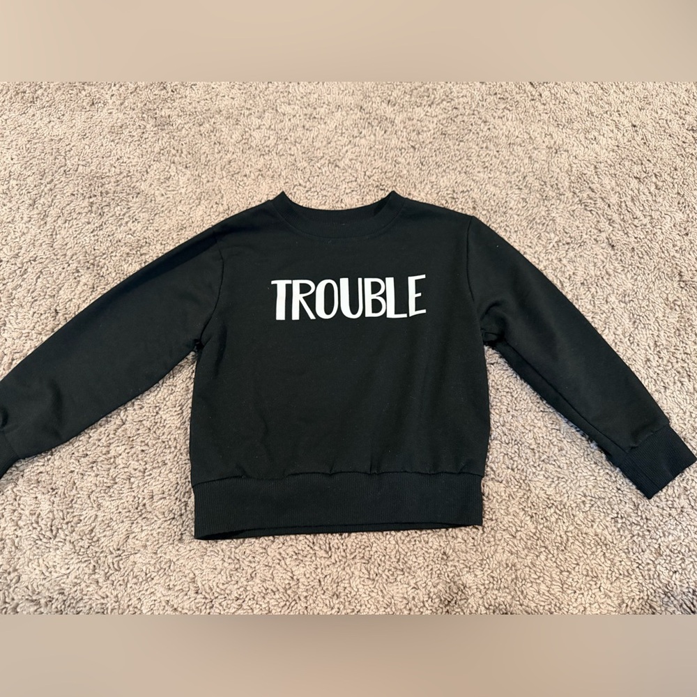 Kids Black 'Trouble' Graphic Sweatshirt